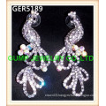 CRYSTAL RHINESTONE PEACOCK EARRINGS